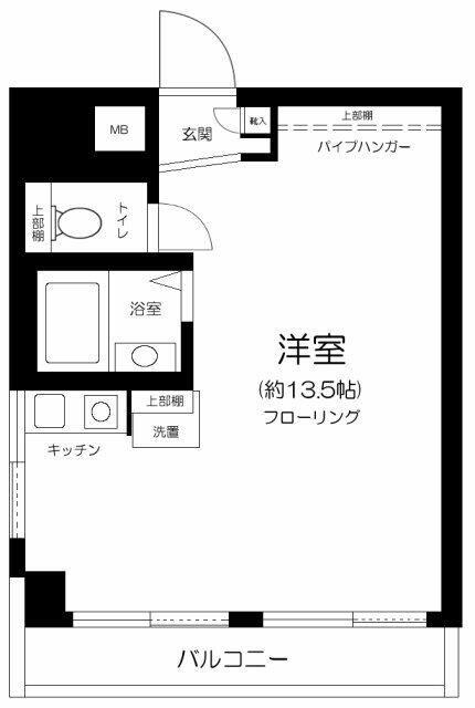 スカイコート横浜日ノ出町(ワンルーム/5階)の間取り写真