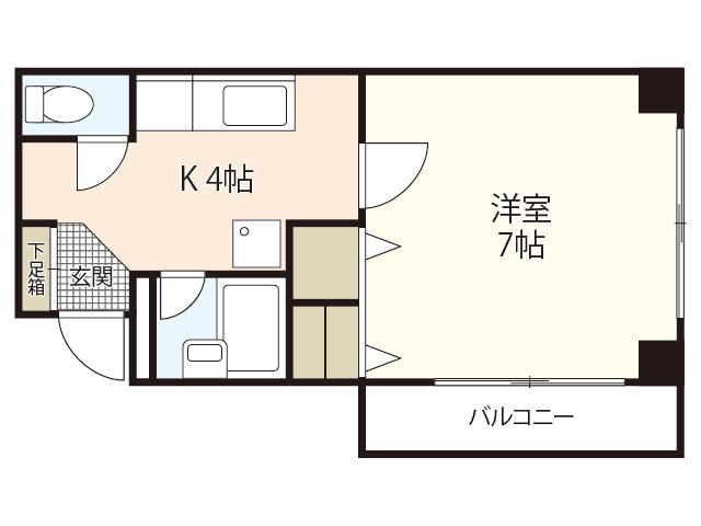 アペックスビル(1K/1階)の間取り写真