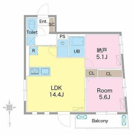 グランピーク早稲田(1SLDK/3階)の間取り写真
