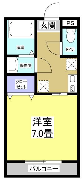 カモミール(1K/1階)の間取り写真