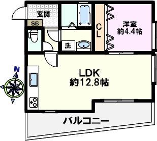 ROCKY高取II(1LDK/1階)の間取り写真