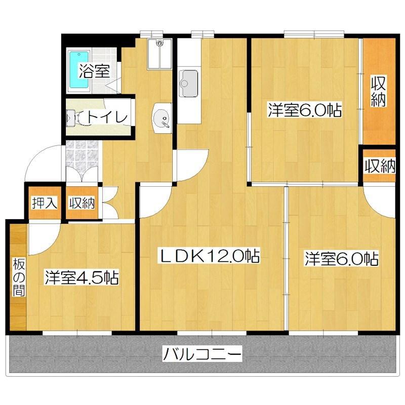 ヴィラナリー舞鶴(3LDK/3階)の間取り写真
