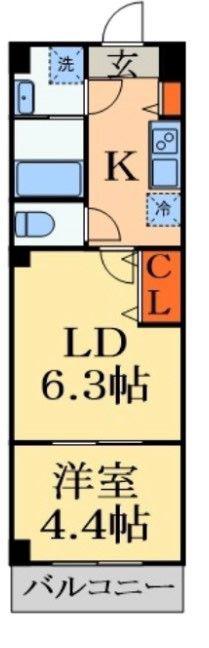 INSURANCE BLDG18(1LDK/6階)の間取り写真