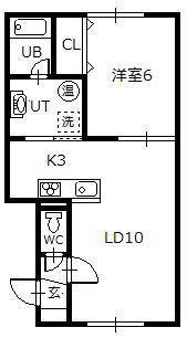 ＪＲ函館本線 近文駅 徒歩60分 2階建 築8年(1LDK/1階)の間取り写真