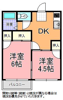 自由が丘壱番館(2DK/2階)の間取り写真