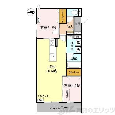 TORISIA千里丘III(2LDK/3階)の間取り写真
