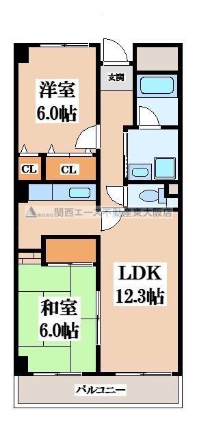 プルミエハイツ花園(2LDK/2階)の間取り写真