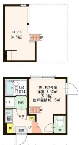 CASA VIOLA 志村(1K/1階)の間取り写真