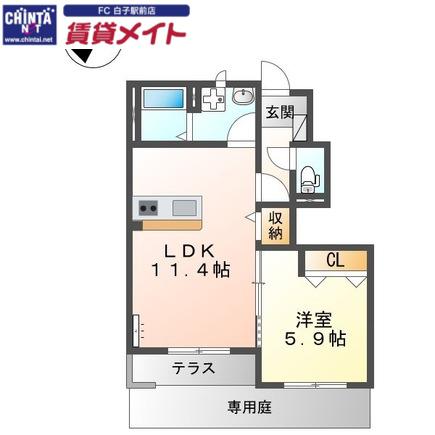 ベルシーナ鈴鹿A(1LDK/1階)の間取り写真