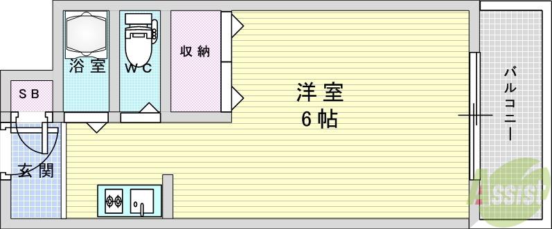 カームヒル箕面(1K/4階)の間取り写真