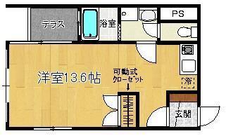 ソレイユ平野(ワンルーム/3階)の間取り写真