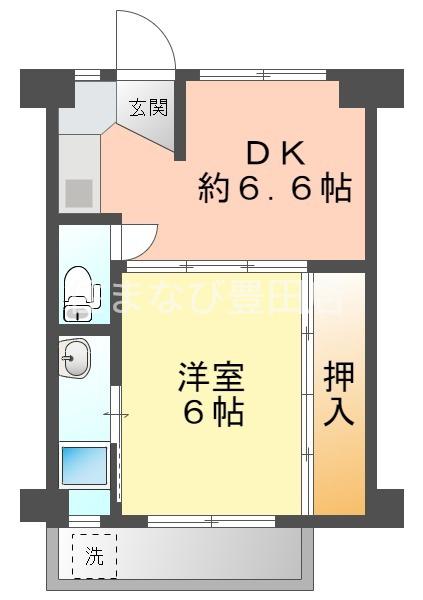 ビレッジハウス秋葉(1DK/1階)の間取り写真