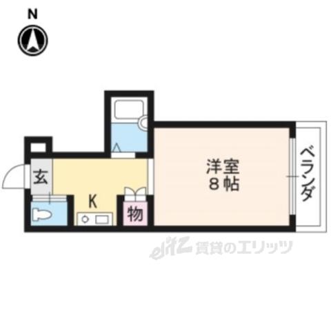 フレーヴァー深草Ⅱ(1K/3階)の間取り写真