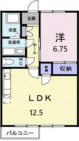 ルミエールII(1LDK/2階)の間取り写真
