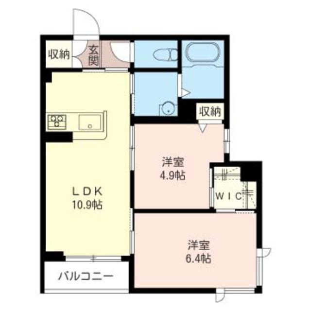 ECRARGE(2LDK/2階)の間取り写真