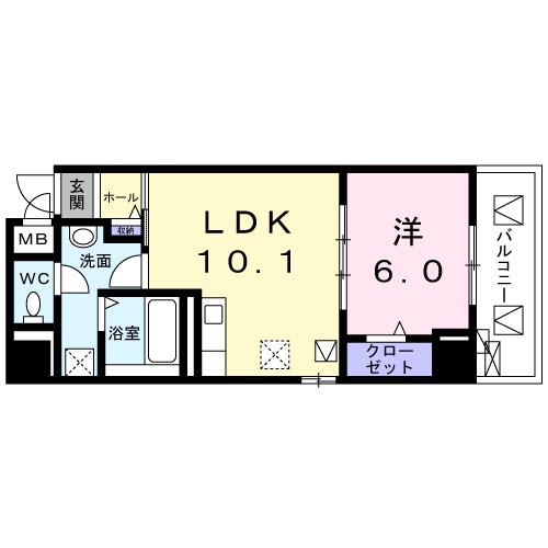 グラン プラス(1LDK/9階)の間取り写真