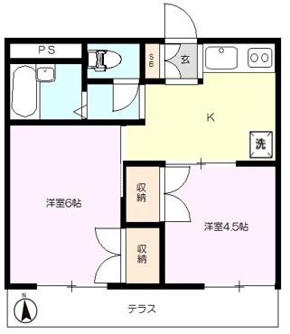 エクセルハイム亀戸(2K/2階)の間取り写真