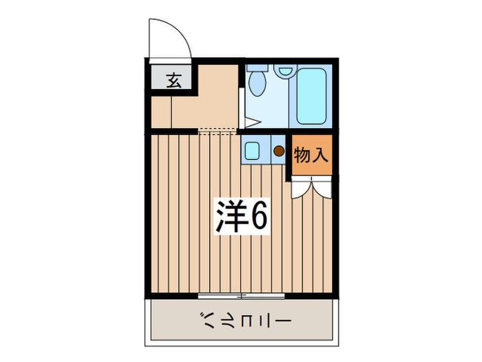 ガーデンハウス(ワンルーム/2階)の間取り写真