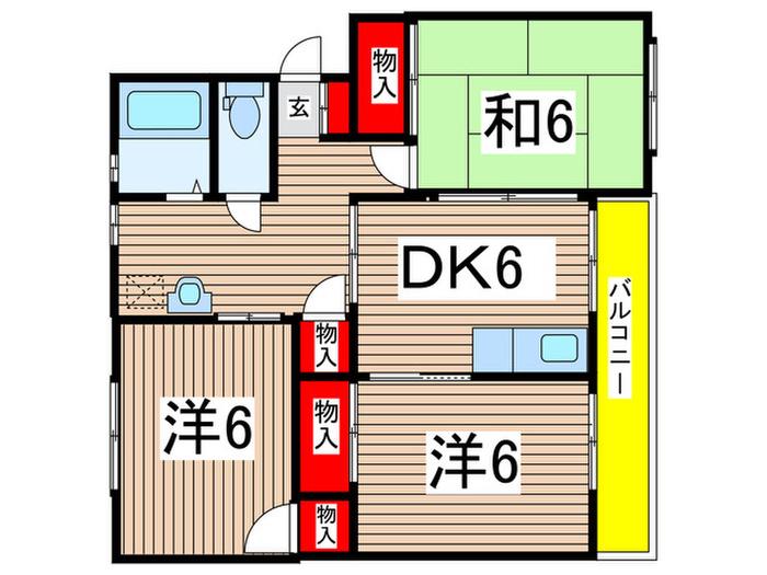 コーポタンノ1(3DK/3階)の間取り写真