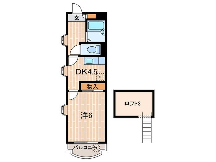 パインヒルズ西明石(1DK/2階)の間取り写真