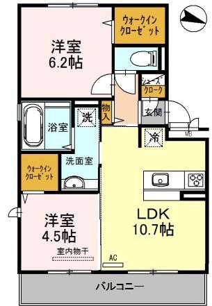 西鉄天神大牟田線 雑餉隈駅 徒歩4分 3階建 築11年(2LDK/3階)の間取り写真