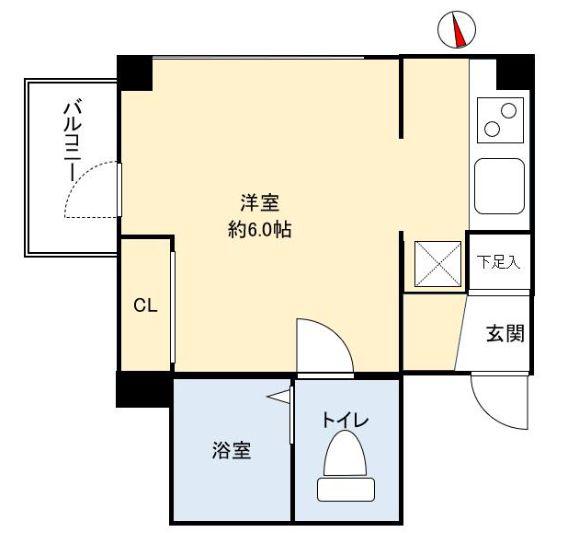 惠比寿ウエスト(ワンルーム/5階)の間取り写真