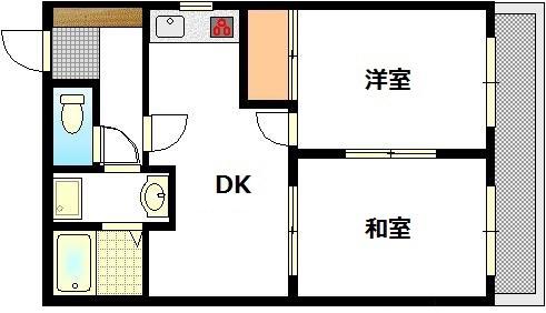 おおはらビラドム(2DK/3階)の間取り写真