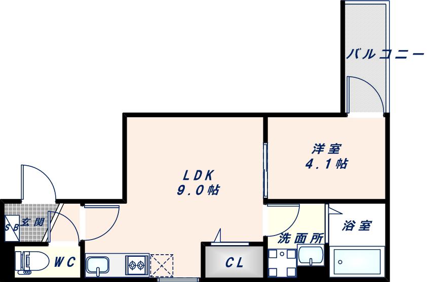 AND TERRACE TOMOI(1LDK/1階)の間取り写真