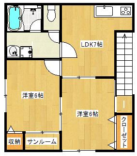 輝III(2DK/2階)の間取り写真