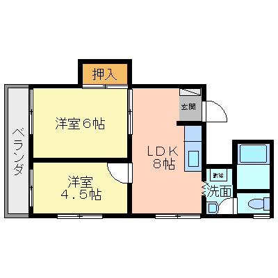 曽根ハイツ(2LDK/3階)の間取り写真