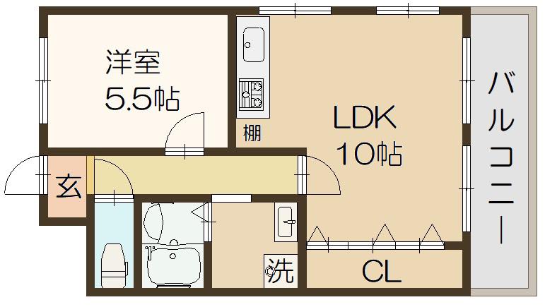 ダイアパレス三国1号館(1LDK/4階)の間取り写真