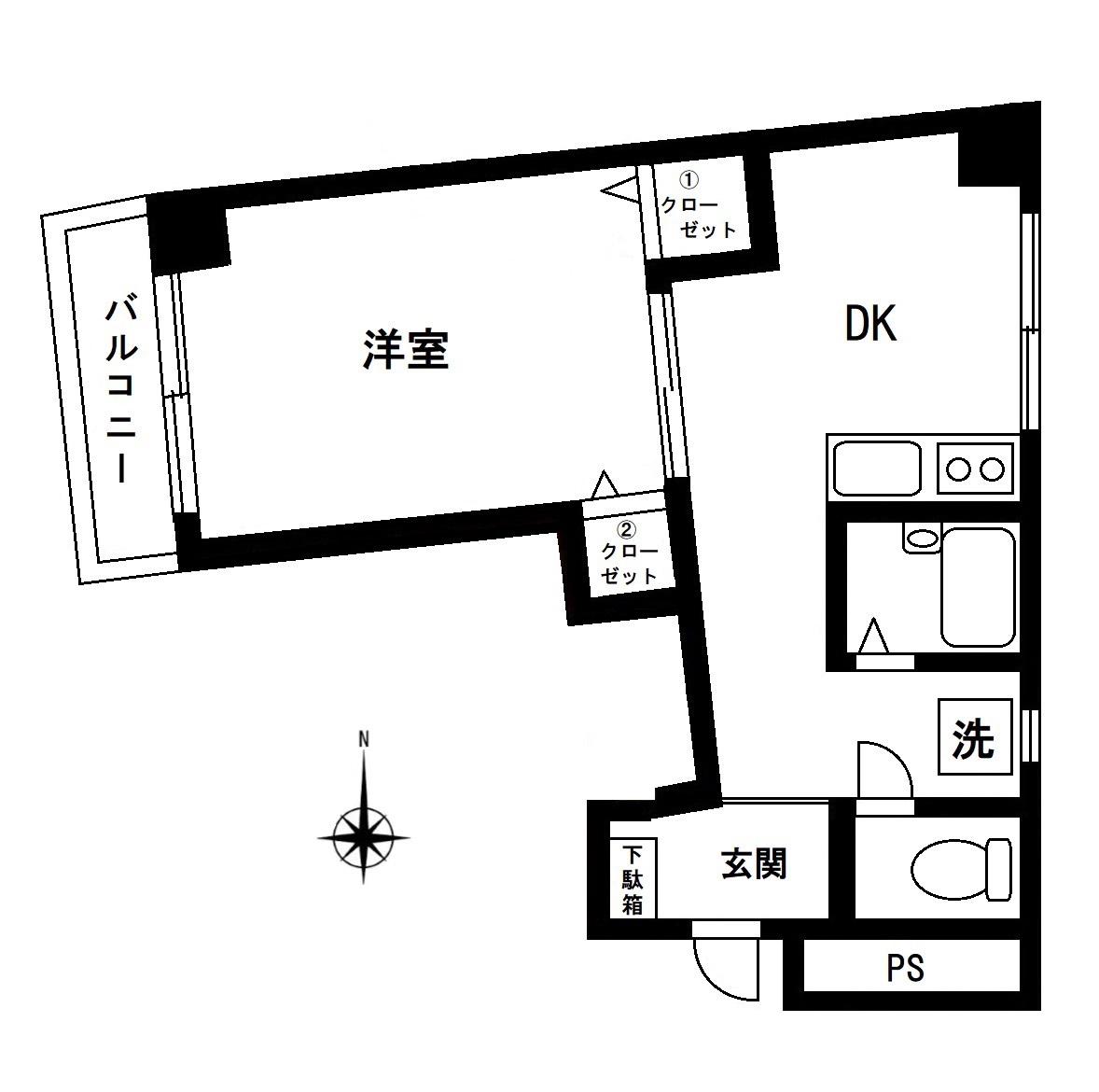 栄和ビル(1DK/3階)の間取り写真
