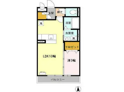 リビングタウン戸水(1LDK/2階)の間取り写真
