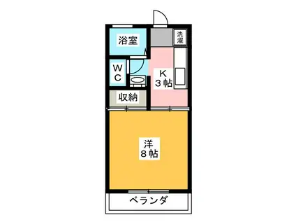 カーサ谷田(1K/1階)の間取り写真