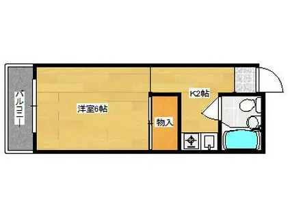 Sビル段原(1K/2階)の間取り写真
