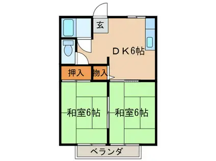 サンシティ三ツ井(2DK/2階)の間取り写真