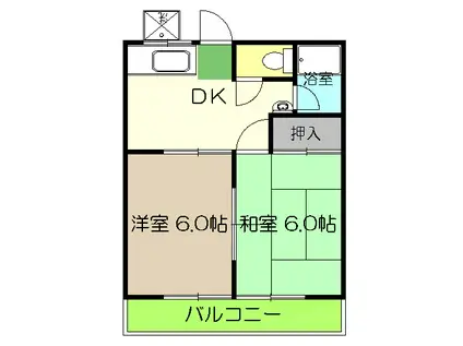 イズミハイツ(2DK/2階)の間取り写真