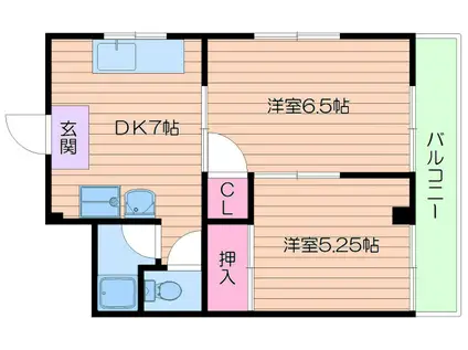 清原マンション(2DK/5階)の間取り写真