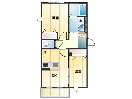 パークフラッツ三鷹(2DK/1階)の間取り写真
