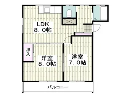 八景ビューハイムB(2LDK/2階)の間取り写真
