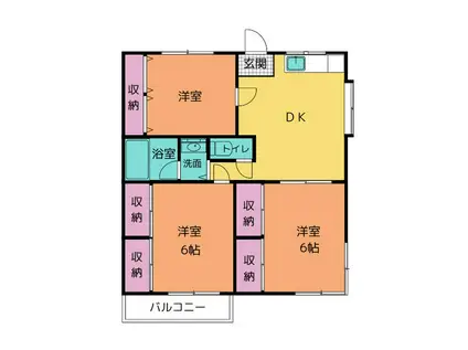 樋ノ口ハイツA棟(3DK/1階)の間取り写真