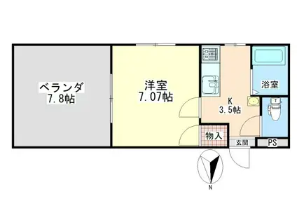 サンシティー南矢三(1K/4階)の間取り写真