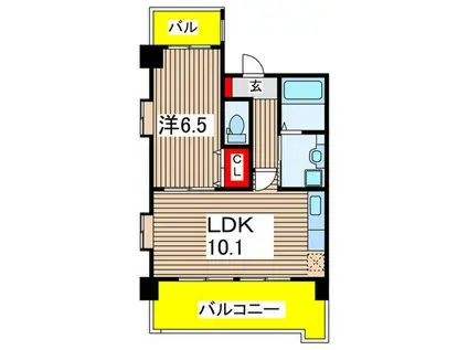 ラディウス武庫之荘(1LDK/4階)の間取り写真