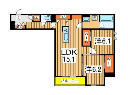 アティチュード(2LDK/1階)の間取り写真