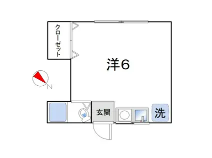 木山アパート(ワンルーム/1階)の間取り写真