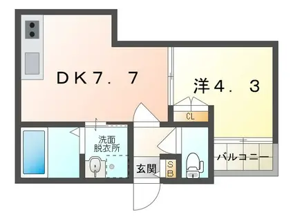 川島第18ビル(1DK/1階)の間取り写真