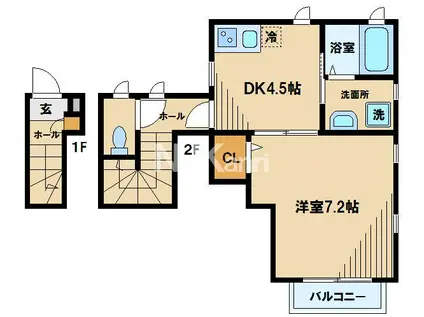 メゾン八幡町(1DK/2階)の間取り写真