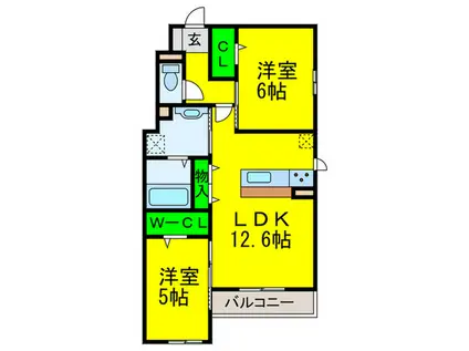 JYO・POINTVILLAGE C棟(2LDK/3階)の間取り写真