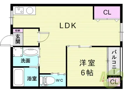 神吉マンション(1LDK/2階)の間取り写真