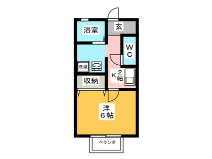 セジュール大福(1K/2階)の間取り写真
